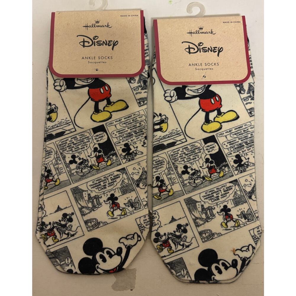 Hallmark Disney Mickey Mouse Comic Print Ankle Socks Lot of 2 Women Men NWT New - Picture 5 of 5